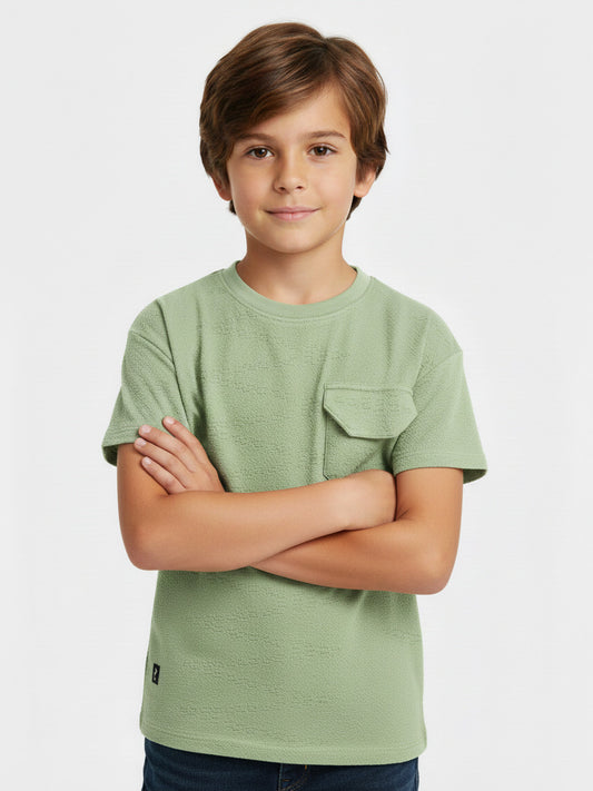 Boys Burnout Oversize Fit Green Tee