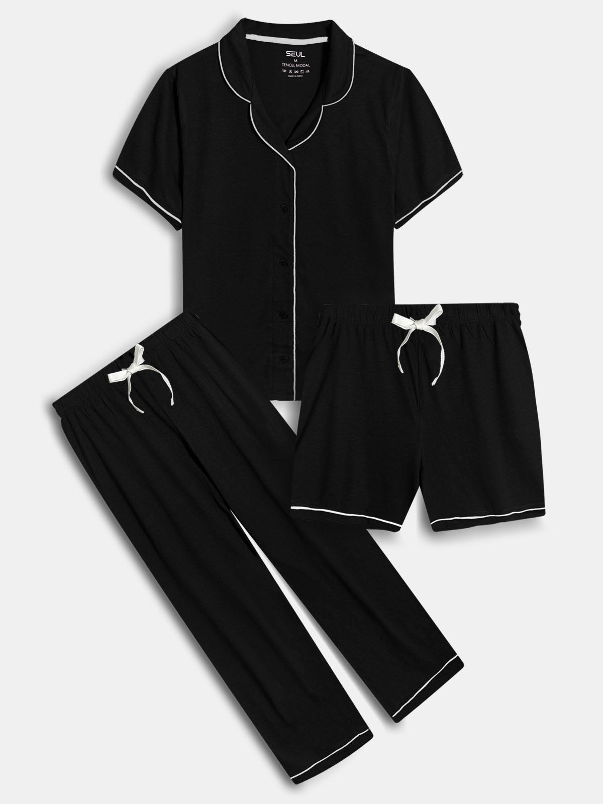 Ladies Sleepwear 3 Pc Set Black