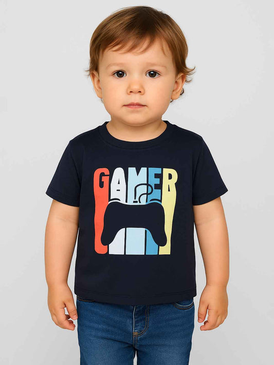 Boys Printed T-Shirt Denim Grey