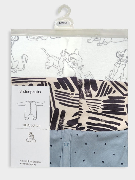 Baby 3 pack Sleepsuits Assorted