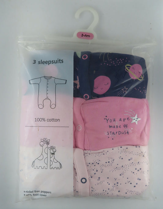 Baby 3 pack Sleepsuits Assorted