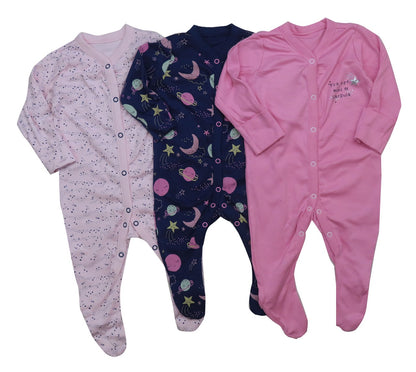 Baby 3 pack Sleepsuits Assorted