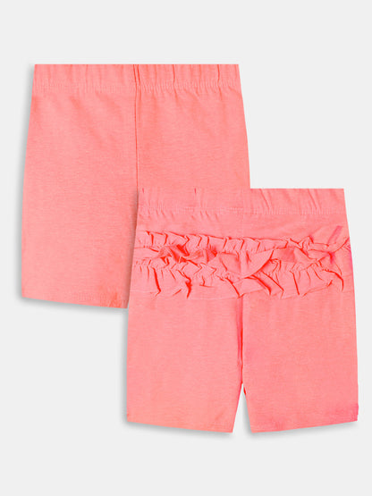 Baby Girls Orange Shorts With Frill Trims
