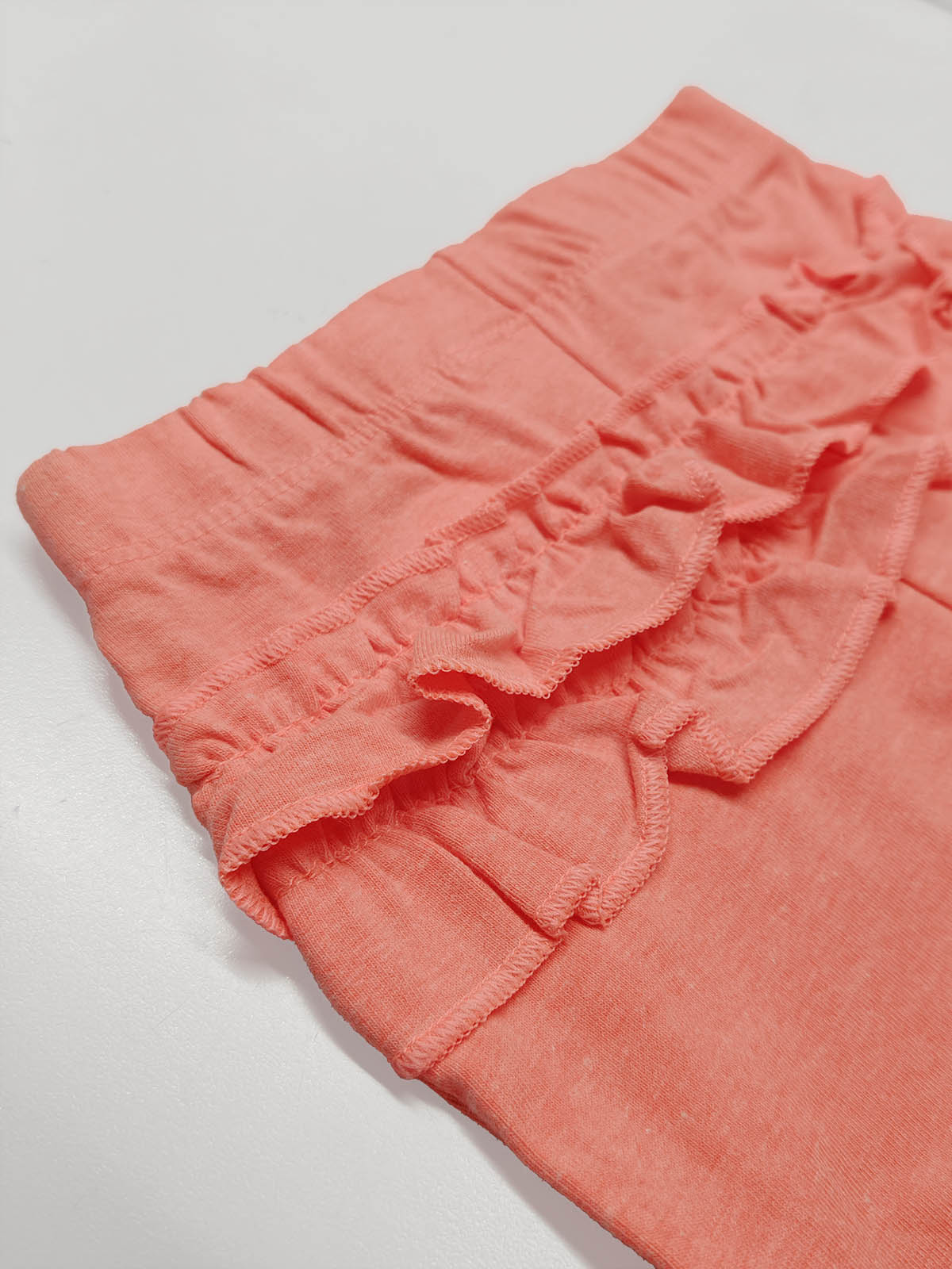 Baby Girls Orange Shorts With Frill Trims