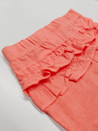 Baby Girls Orange Shorts With Frill Trims