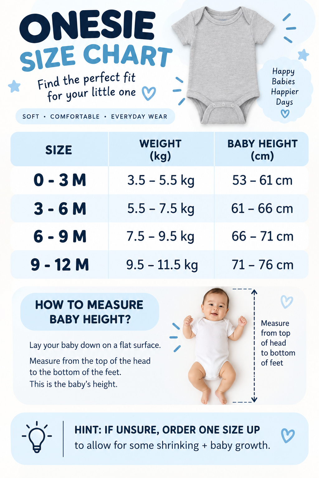 3-Piece Baby Short Sleeve Bodysuits – 100% Cotton