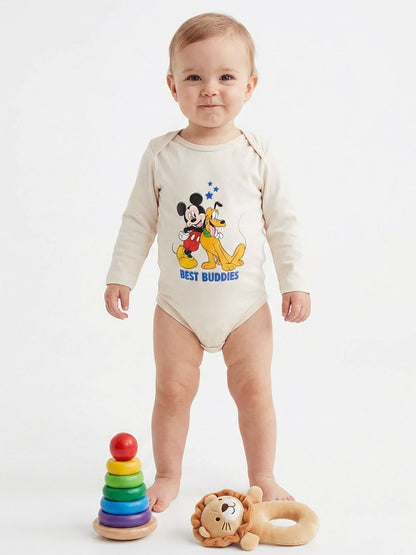 Baby Printed Beige Bodysuit