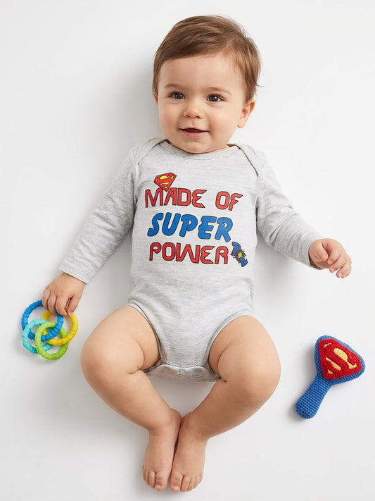 Baby Printed Bodysuit Grey
