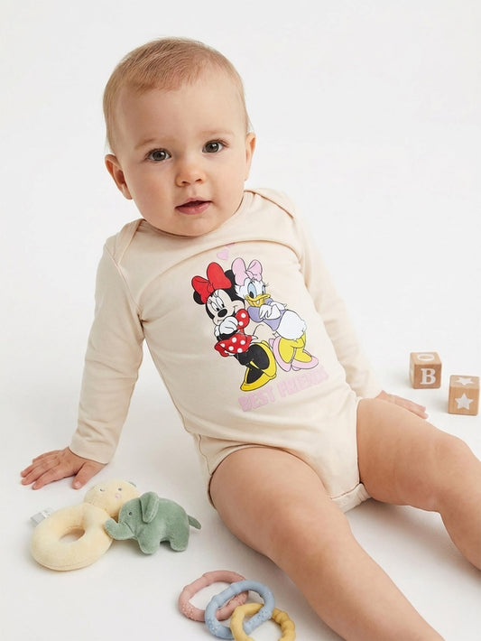 Baby Printed Bodysuit Beige