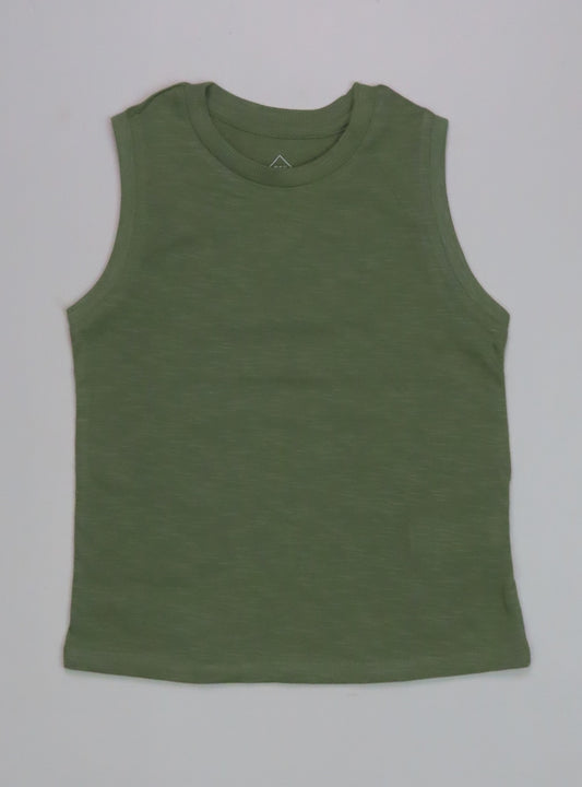 Baby Sleeveless Slub Knit T Shirt Olive