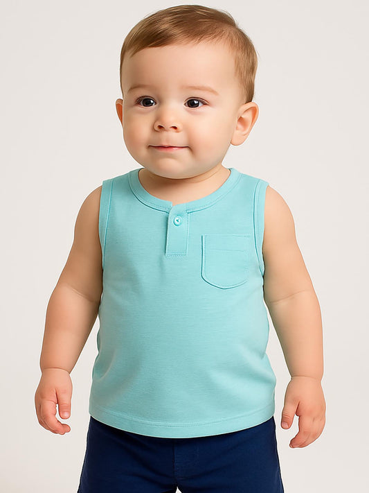 Baby Sleeveless Slub Knit T Shirt Ice Blue