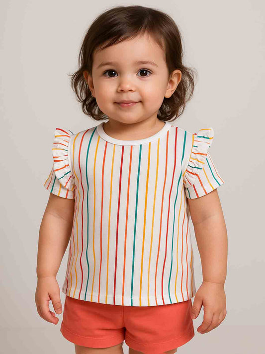 Baby Girls Printed T Shirt Multi Striped