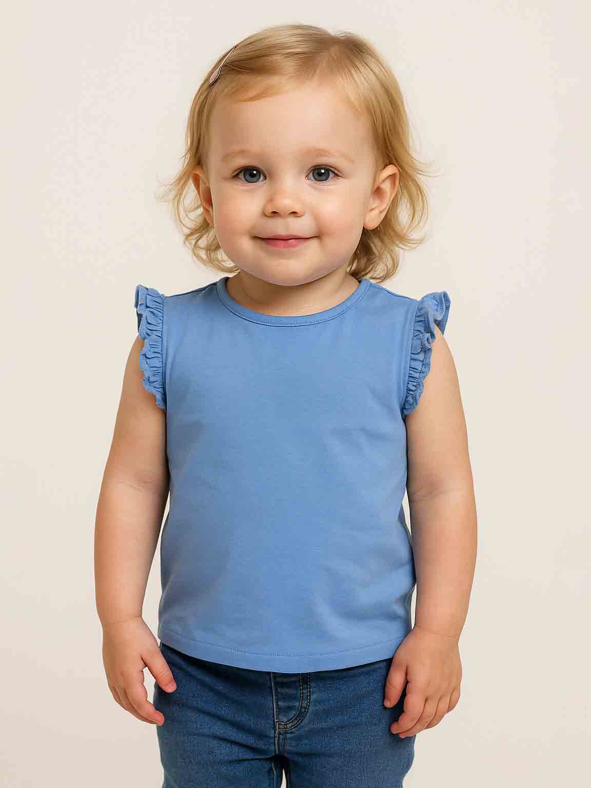 Baby Girls Printed T Shirt Ice Blue