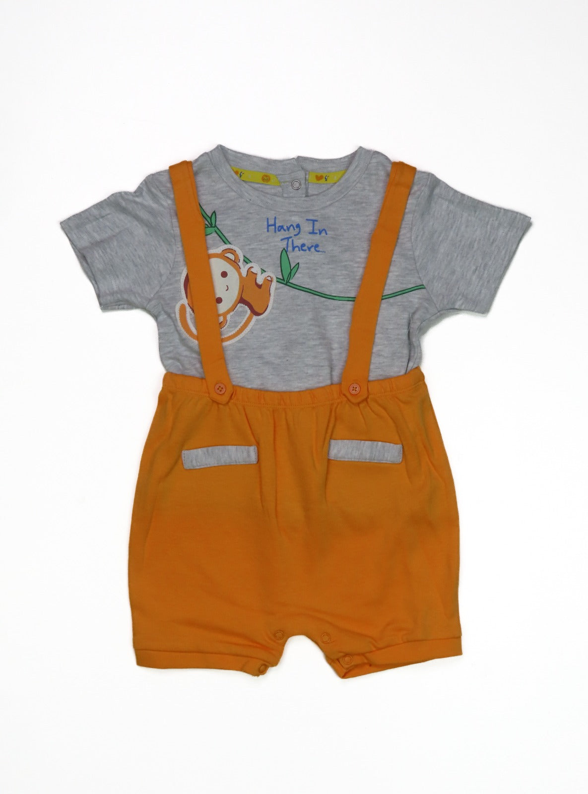 Baby Boys 2 Pc Set Grey Melange/Orange