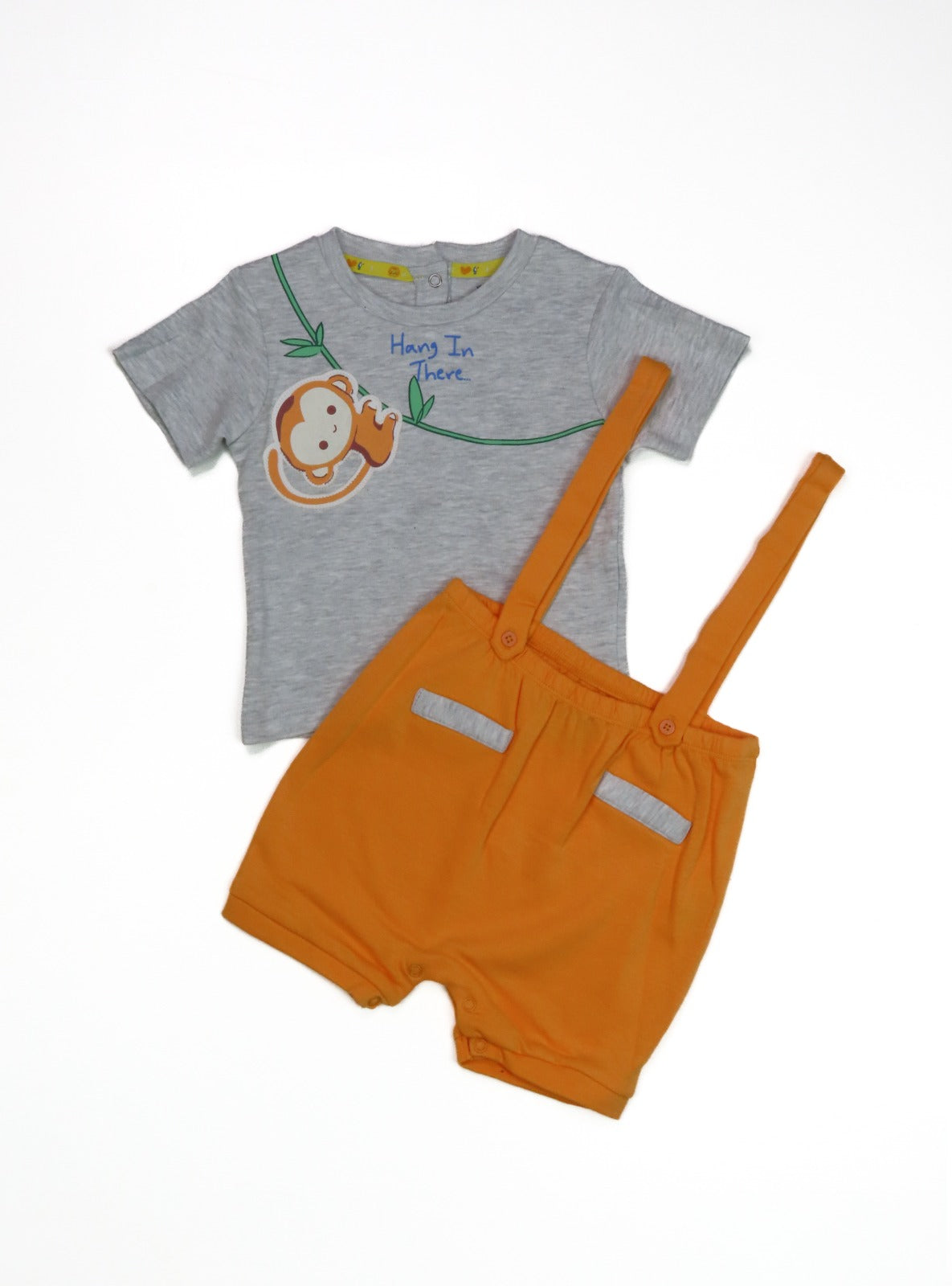 Baby Boys 2 Pc Set Grey Melange/Orange