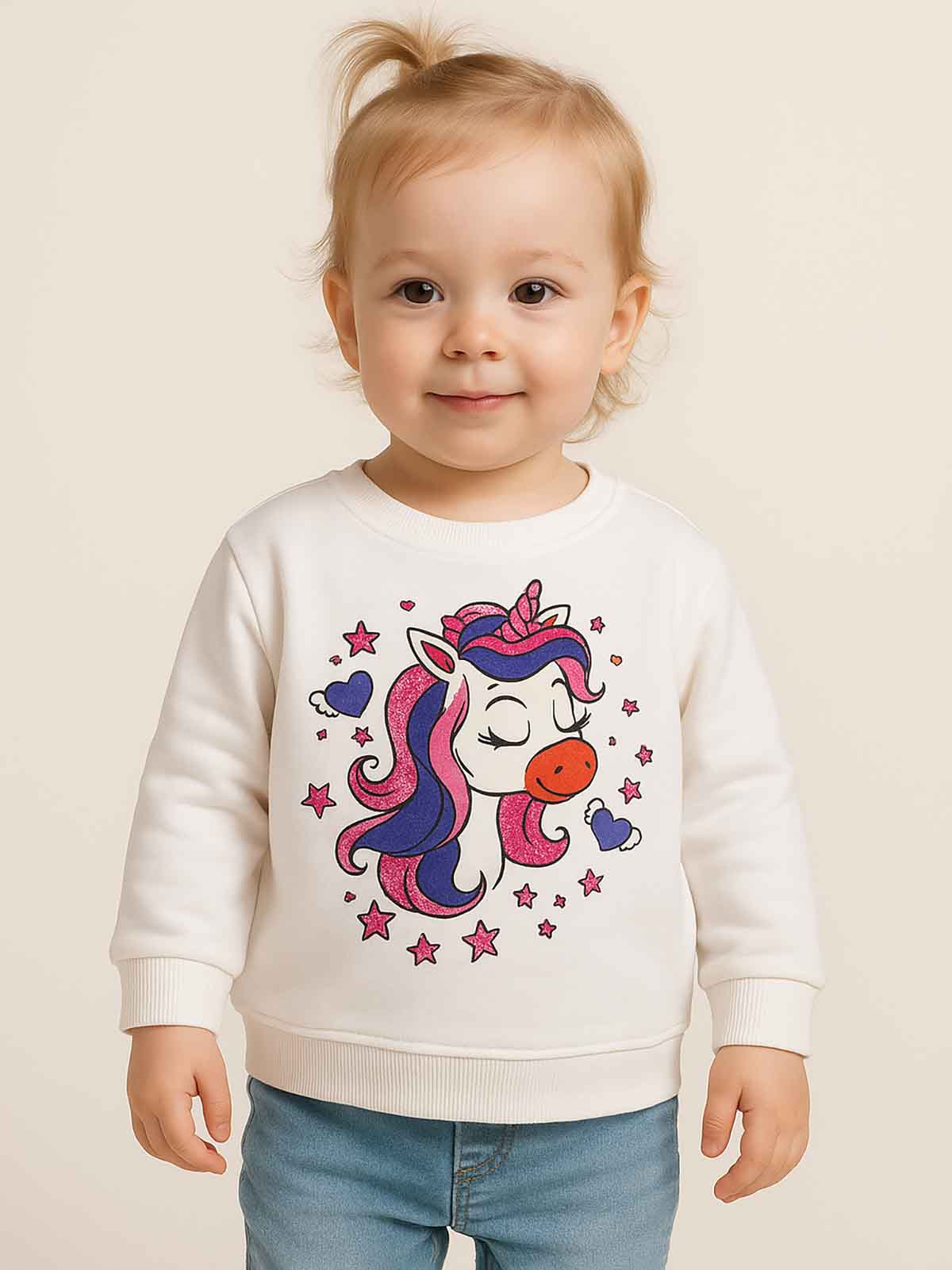 Baby Girls Pullover White Sweatshirt