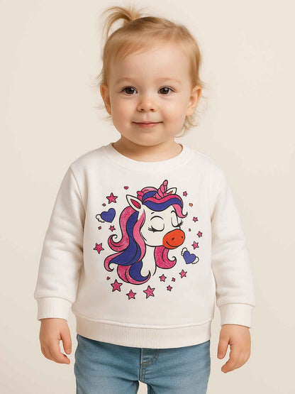 Baby Girls Pullover White Sweatshirt
