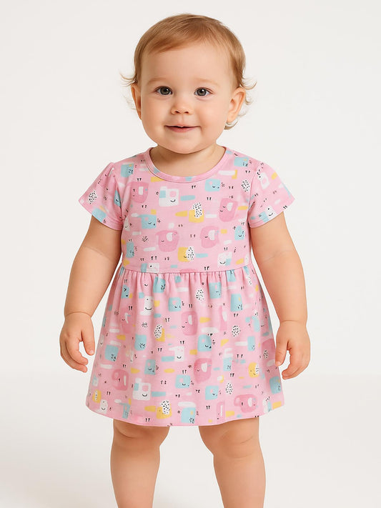 Baby Girls Printed Knit Dress Pink AOP