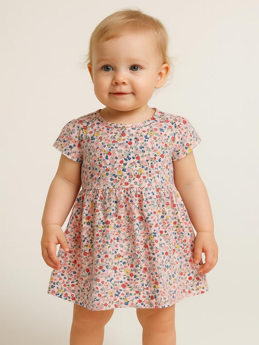 Baby Girls Printed Knit Dress Flower AOP