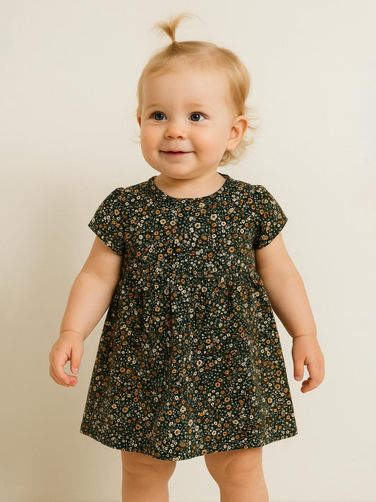 Baby Girls Printed Knit Dress Black AOP