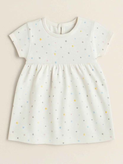 Baby Girls Printed Knit Dress Off White