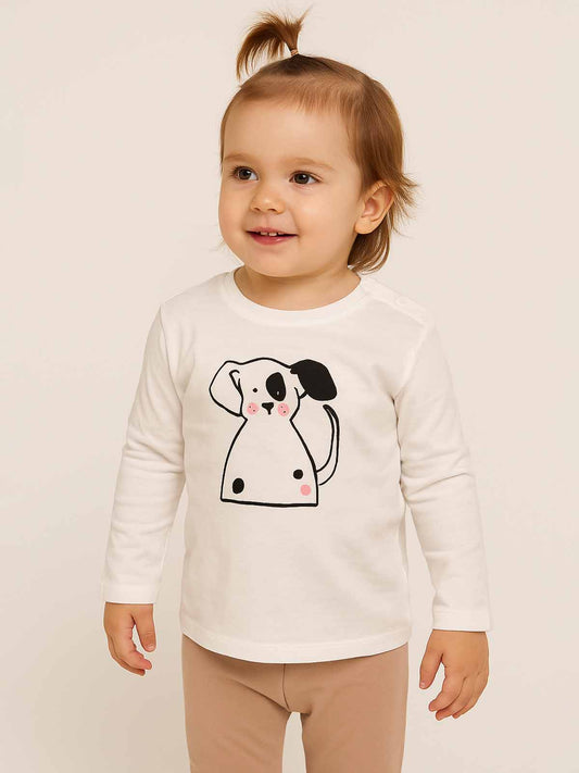 Baby Girls White Puppy T Shirt