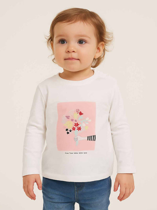 Baby Girls White Flower T Shirt
