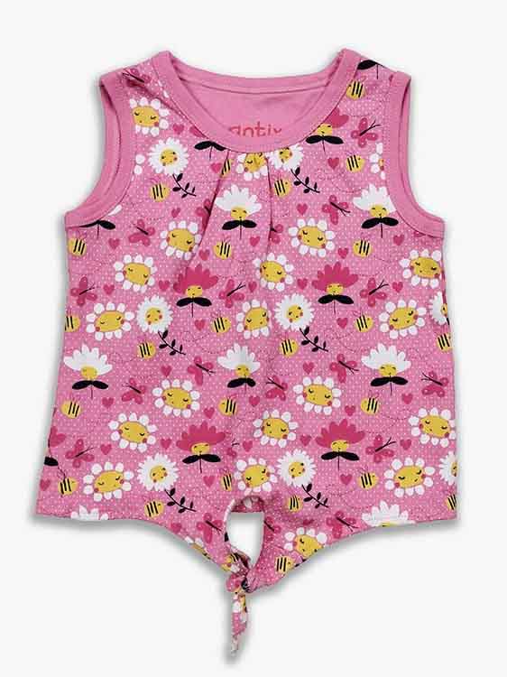 Baby Girls Tie Feature Top