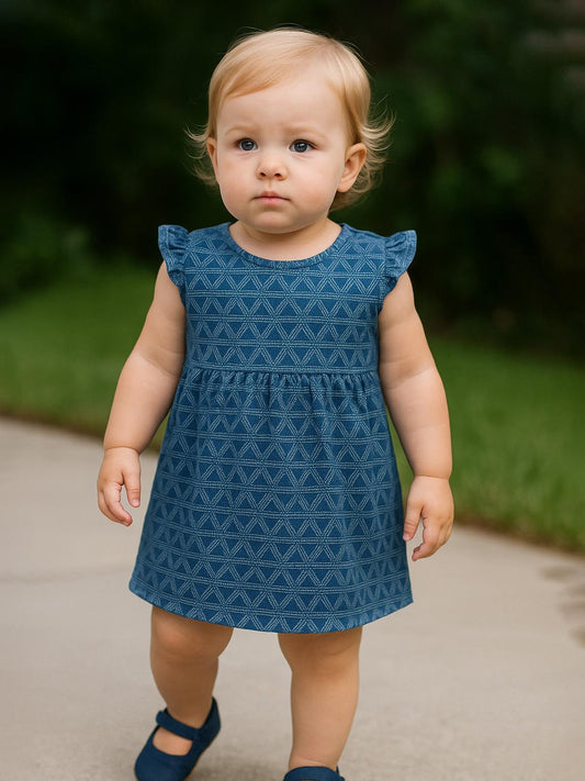 Baby Girls Navy Aop Knit Dress