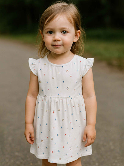 Baby Girls White Aop Knit Dress