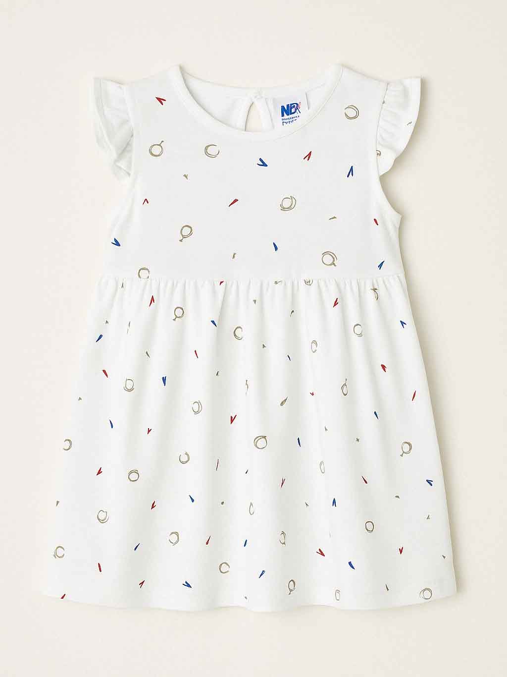Baby Girls White Aop Knit Dress