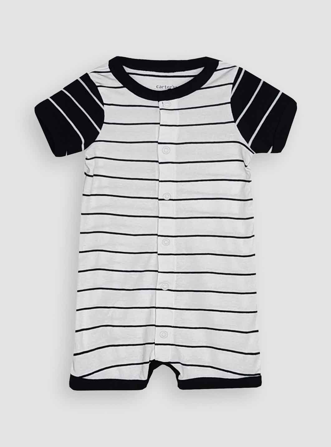 Baby Boys White Striped Playsuit