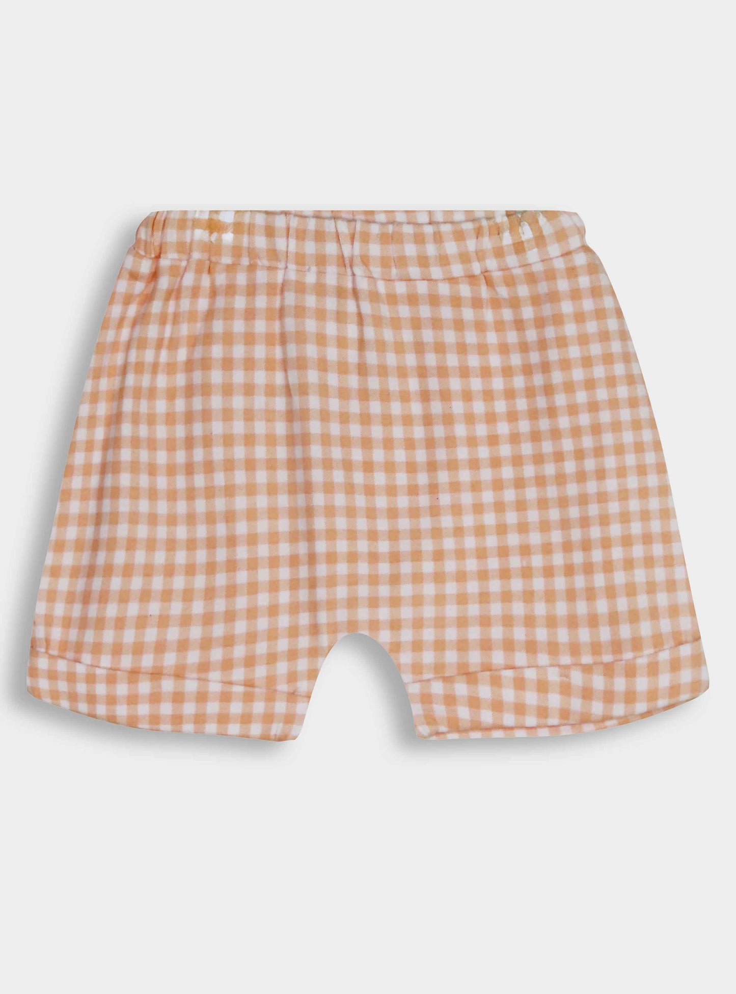 Baby Girls Orange Checked Knit Shorts