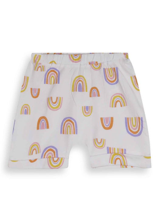 Baby Girls Rainbow Printed Knit Shorts