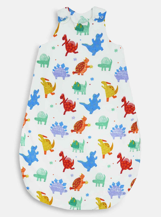 Baby Sleeveless Sleeping Bag White Dinosaurs