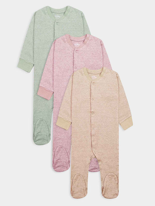 Baby Organic Cotton 3 pack Sleepsuits Mixed