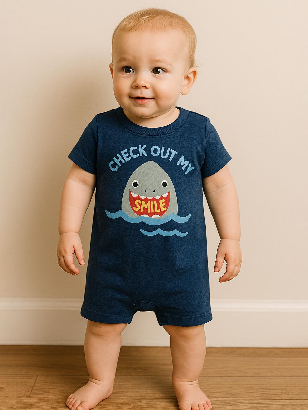 Baby Boy Printed Navy Playsuits