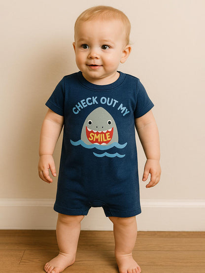 Baby Boy Printed Navy Playsuits