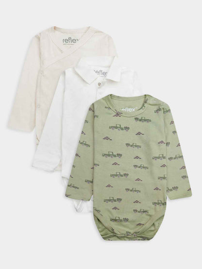 Baby 3 Pack Long Sleeve Bodysuits Mixed