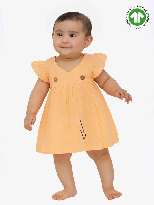Baby Girls Muslin Frill Orange Frock