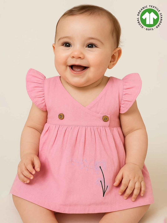 Baby Girls Muslin Frill Pink Frock