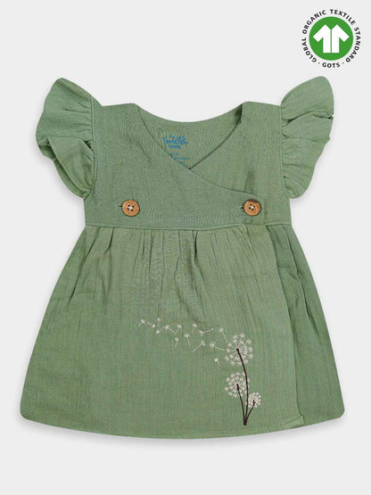 Baby Girls Muslin Frill Green Frock