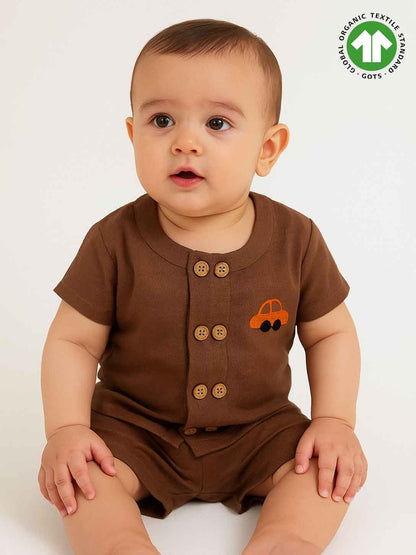 Baby Boys Co-Ord Shorty Set Brown