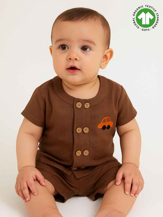 Baby Boys Co-Ord Shorty Set Brown