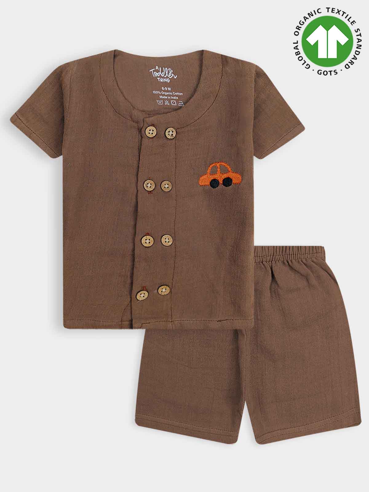 Baby Boys Co-Ord Shorty Set Brown