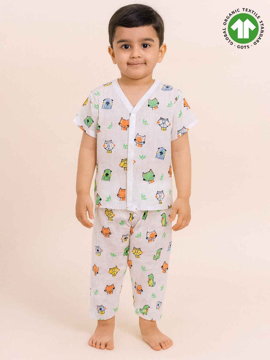 Kids Muslin Printed Pyjama Set