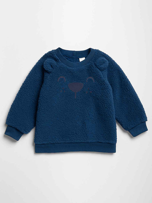 Babies Sherpa Fleece Navy Pullover