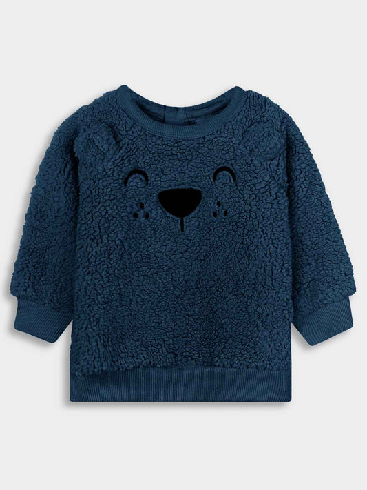 Babies Sherpa Fleece Navy Pullover