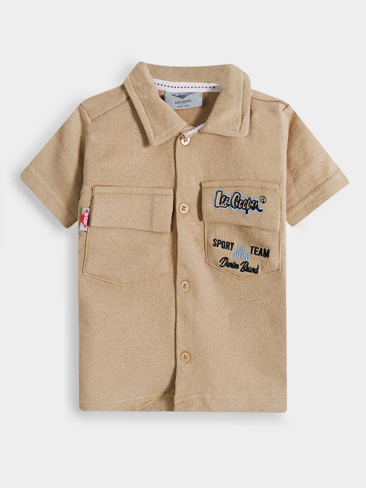 Baby Boys Knit Khaki Shirt