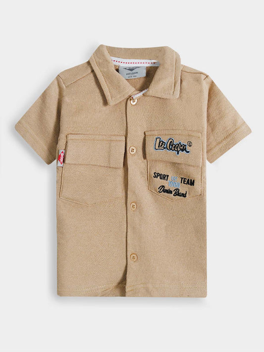 Baby Boys Knit Khaki Shirt